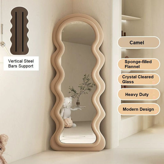 Image of 1.7m elegance curvy floor mirror wavy full lenght curvy squiggle full body irregular asymmetrical floor home decor  ideal for luxury casual home interiors