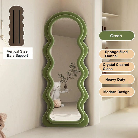 Image of 1.7m elegance curvy floor mirror wavy full lenght curvy squiggle full body irregular asymmetrical floor home decor  ideal for luxury casual home interiors