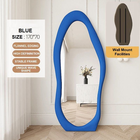 Image of 1.7m standing maiden mirror full length aesthetic full size floor mirror bedroom creative modern deco blue  ideal for luxury casual home interiors