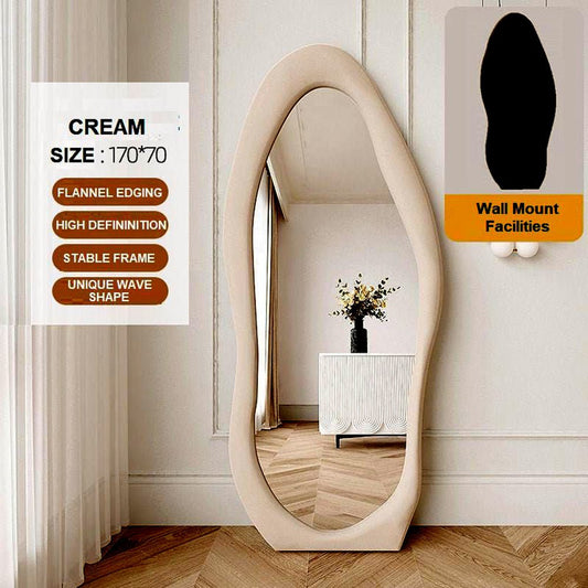 Image of 1.7m standing maiden mirror full length aesthetic full size floor mirror bedroom creative modern deco cream  ideal for luxury casual home interiors
