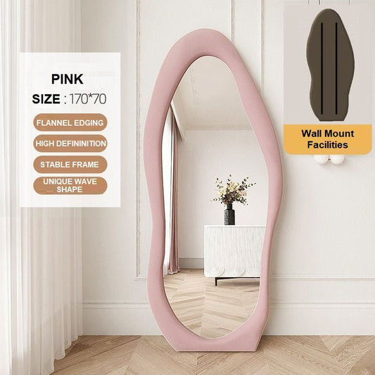 Image of 1.7m standing maiden mirror full length aesthetic full size floor mirror bedroom creative modern deco pink  ideal for luxury casual home interiors