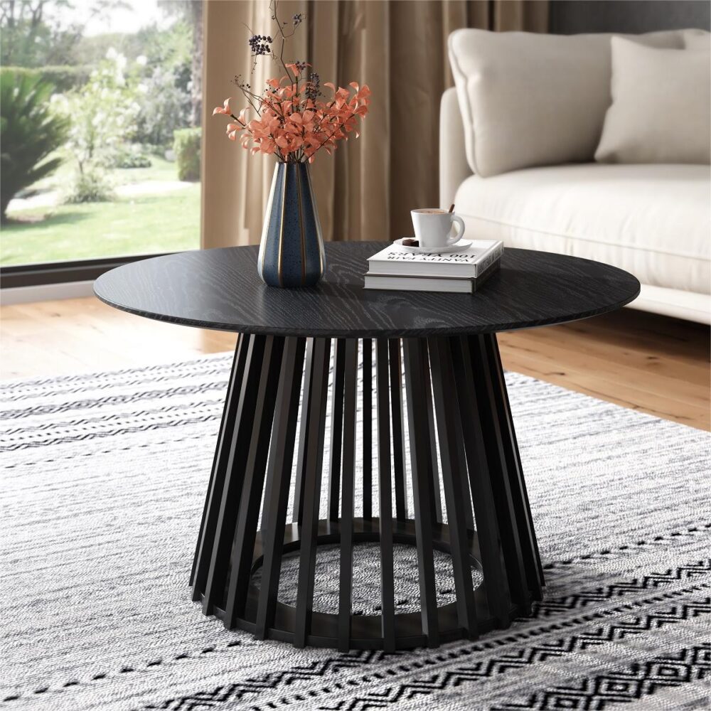 Image of palmer slatted sphere coffee table  ideal for luxury casual home interiors