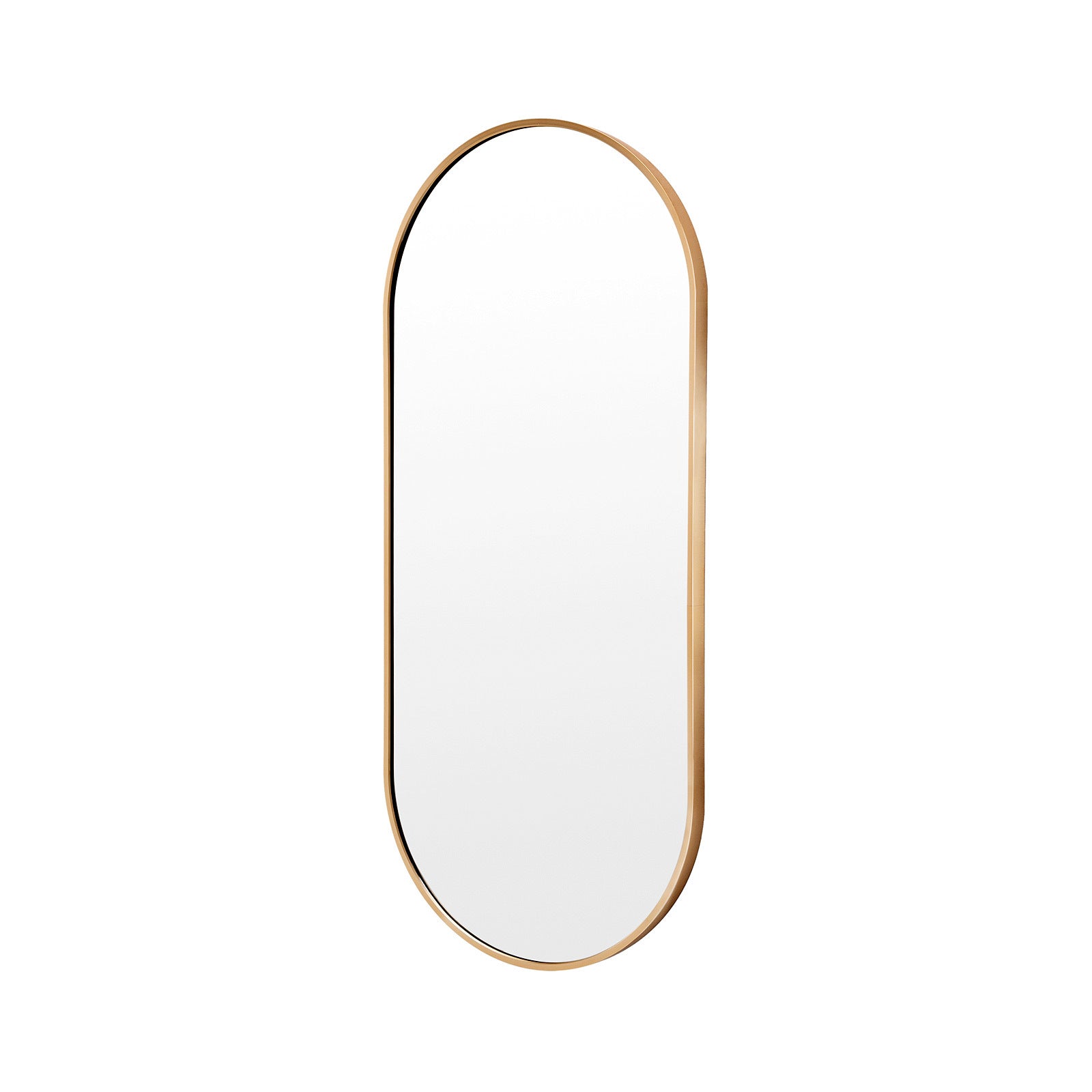 Image of wall mirror oval aluminum frame bathroom 45x100cm gold  ideal for luxury casual home interiors