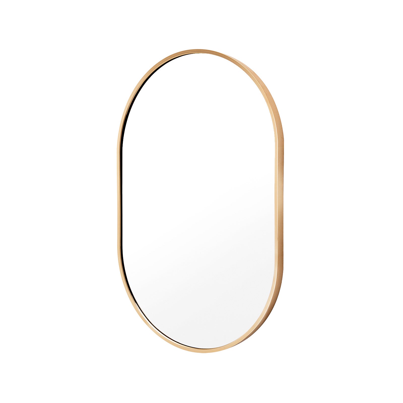 Image of wall mirror oval aluminum frame bathroom 50x75cm gold  ideal for luxury casual home interiors