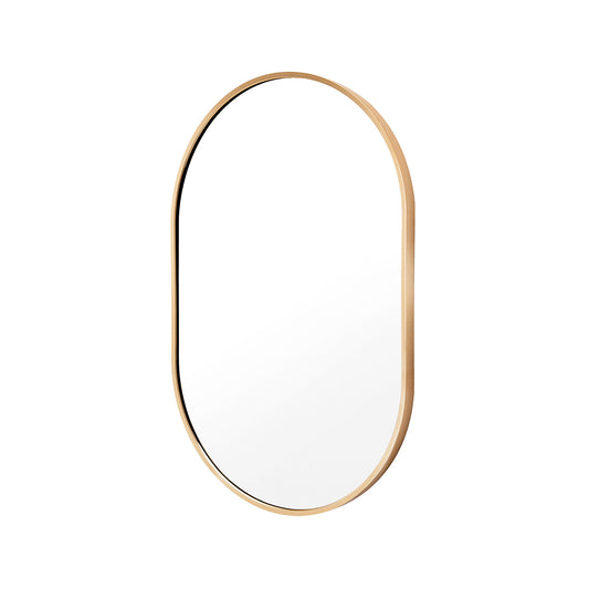 Image of wall mirror oval aluminum frame bathroom 50x75cm gold  ideal for luxury casual home interiors