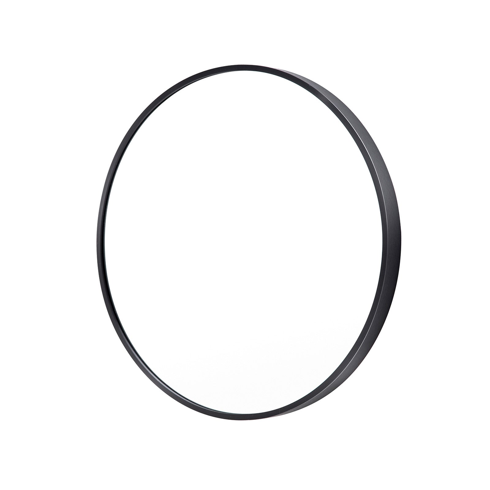 Image of wall mirror round aluminum frame bathroom 70cm black  ideal for luxury casual home interiors