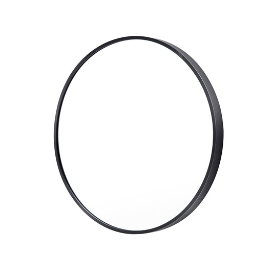 Image of wall mirror round aluminum frame bathroom 70cm black  ideal for luxury casual home interiors