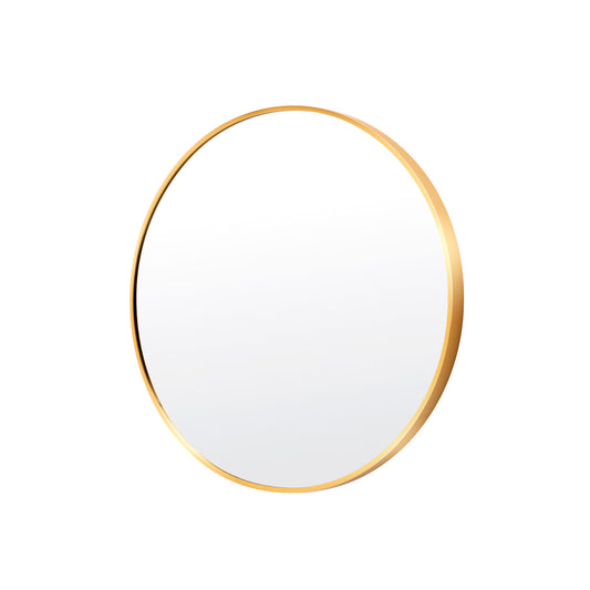 Image of wall mirror round aluminum frame bathroom 50cm gold  ideal for luxury casual home interiors