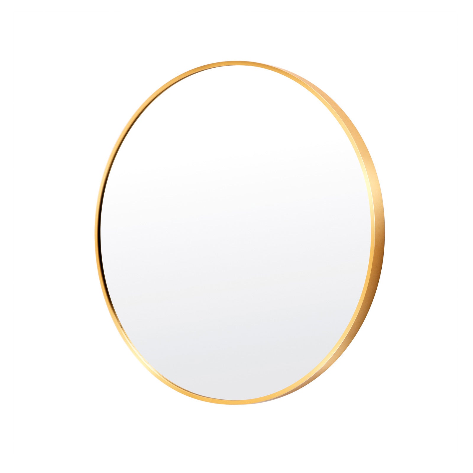Image of wall mirror round aluminum frame bathroom 70cm gold  ideal for luxury casual home interiors