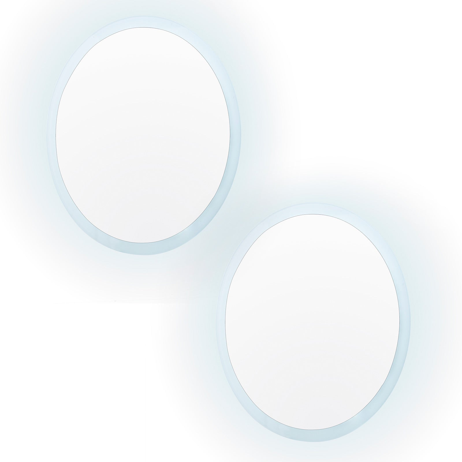 Image of 2 set led wall mirror round anti-fog bathroom 70cm  ideal for luxury casual home interiors