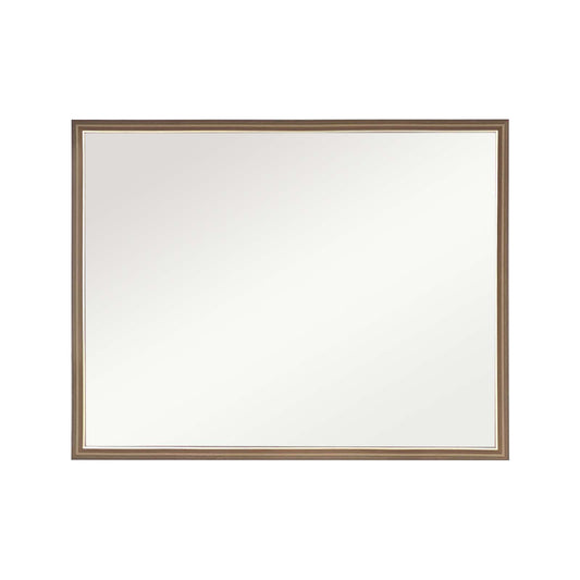 Image of wall mirror rectangular frame bathroom 70x90cm antique brown  ideal for luxury casual home interiors