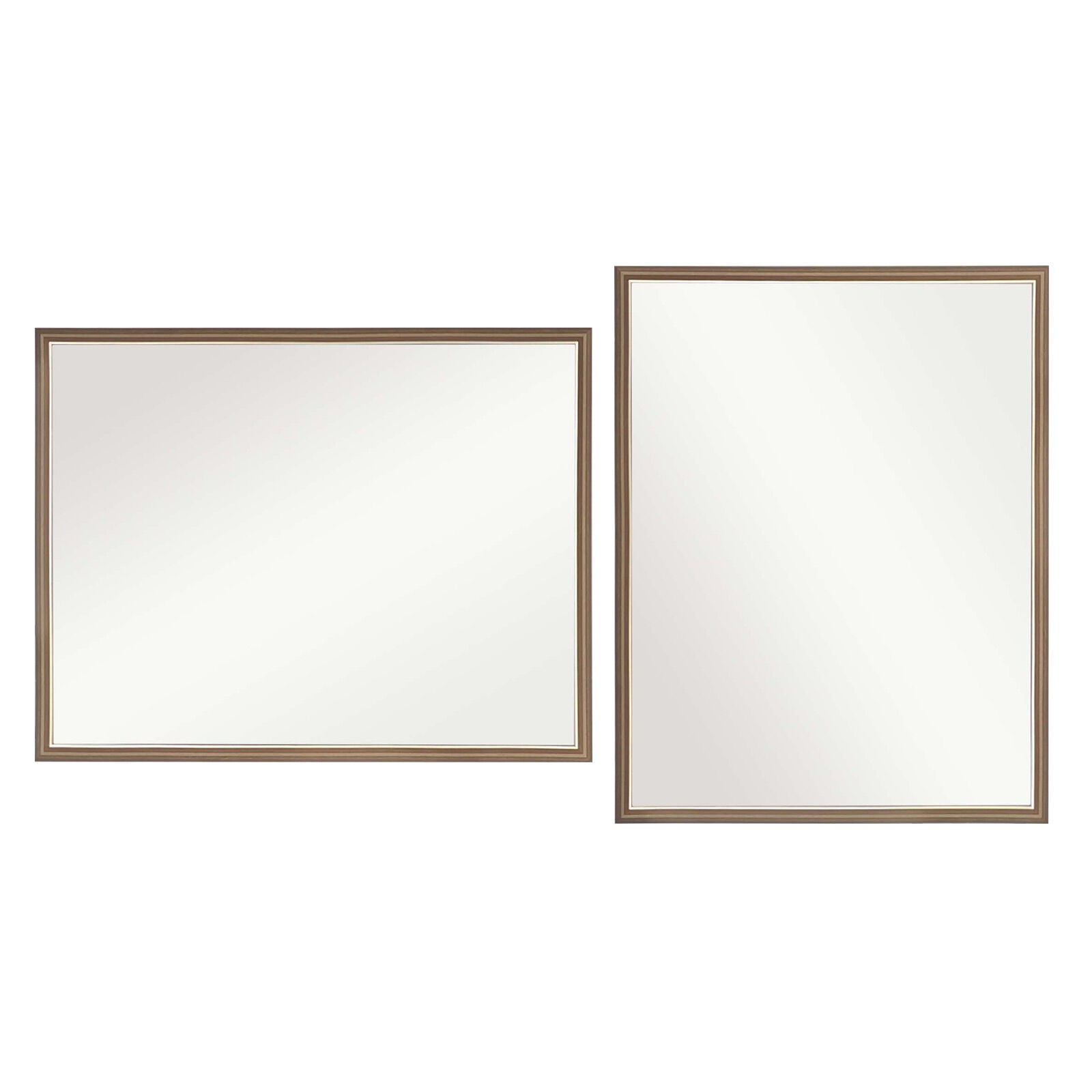 Image of 2 set wall mirror rectangular frame bathroom 70x90cm antique brown  ideal for luxury casual home interiors