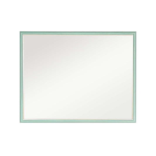 Image of wall mirror rectangular frame bathroom 70x90cm turquoise  ideal for luxury casual home interiors