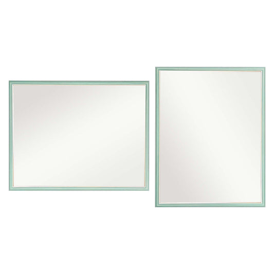 Image of 2 set wall mirror rectangular frame bathroom 70x90cm turquoise  ideal for luxury casual home interiors