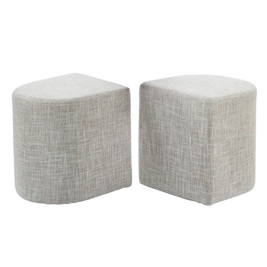Image of 2x ottoman stool linen fabric footstool foot rest pouffe pouf seat - cream grey  ideal for luxury casual home interiors