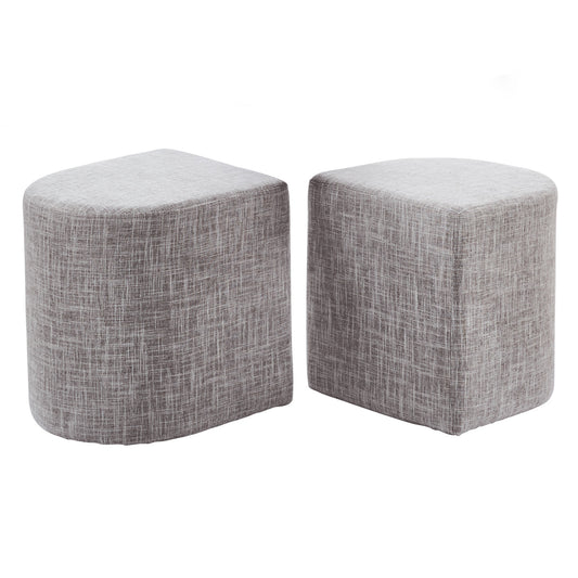 Image of 2x ottoman stool linen fabric footstool foot rest pouffe pouf seat - dark grey  ideal for luxury casual home interiors
