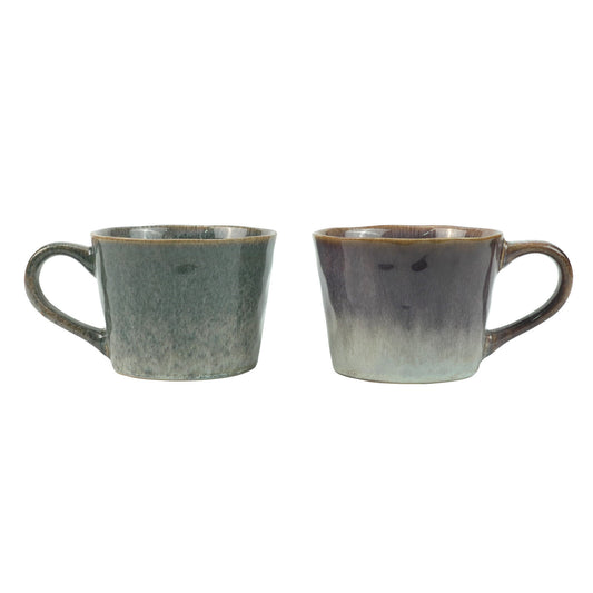 Image of 2x reactive glazed ceramic organic coffee mug 350ml natural earthy grey blue  available at The Epic Shop