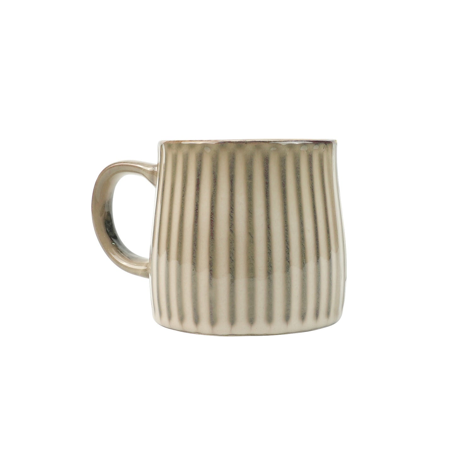 Image of high-fired ceramic stoneware ribbed stripe mug 460ml matt earthy brown  available at The Epic Shop