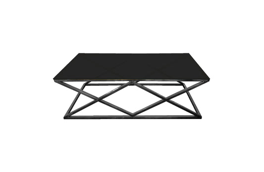 Image of alsea coffee table black base - black glass  ideal for luxury casual home interiors