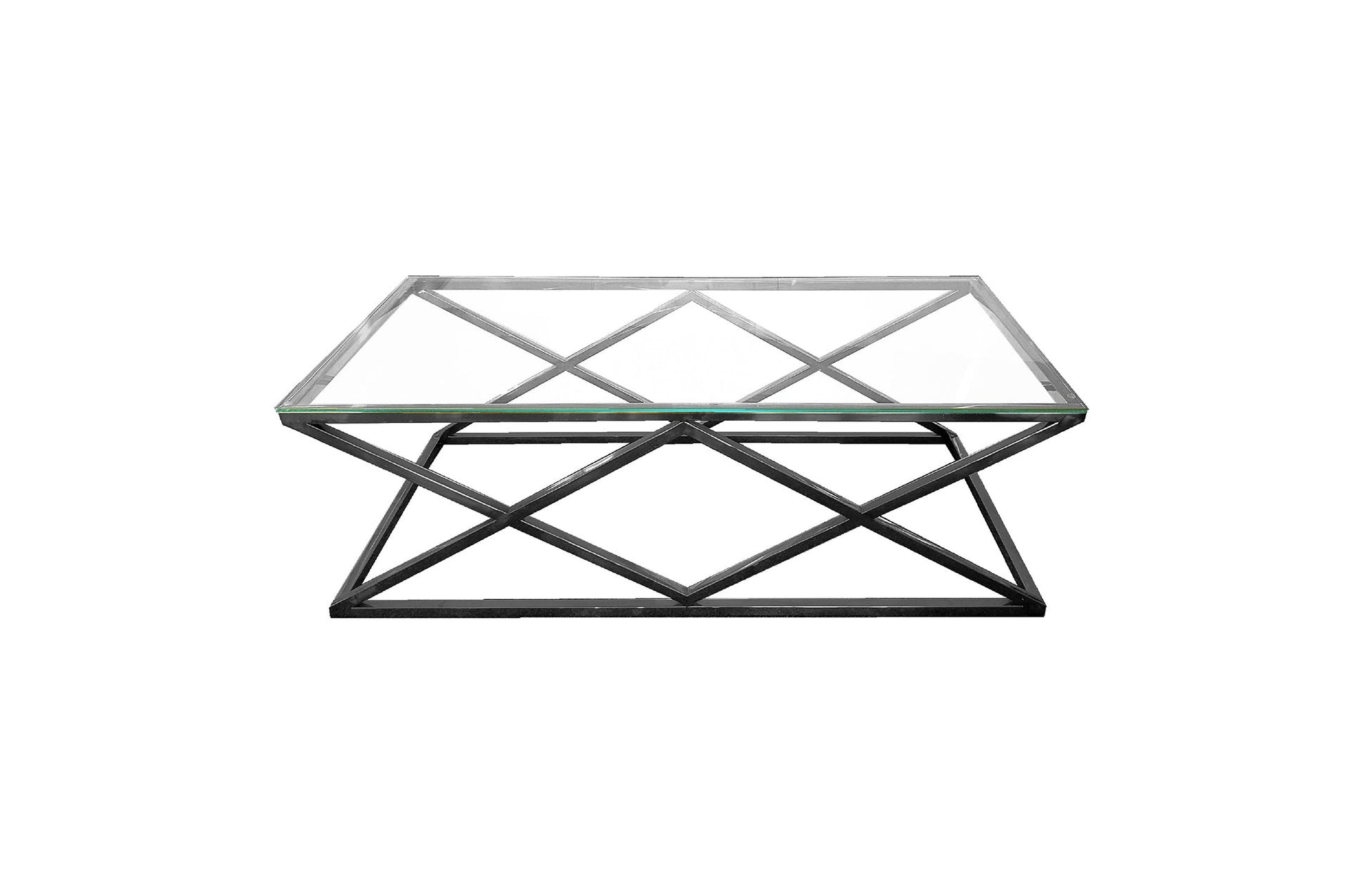 Image of alsea coffee table black base - clear glass  ideal for luxury casual home interiors