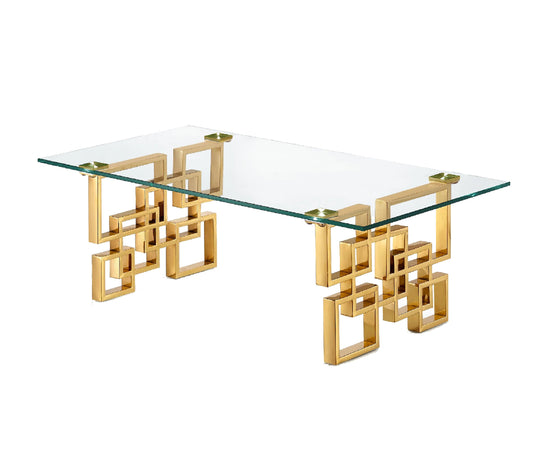 Image of royale gold coffee table - clear glass  ideal for luxury casual home interiors