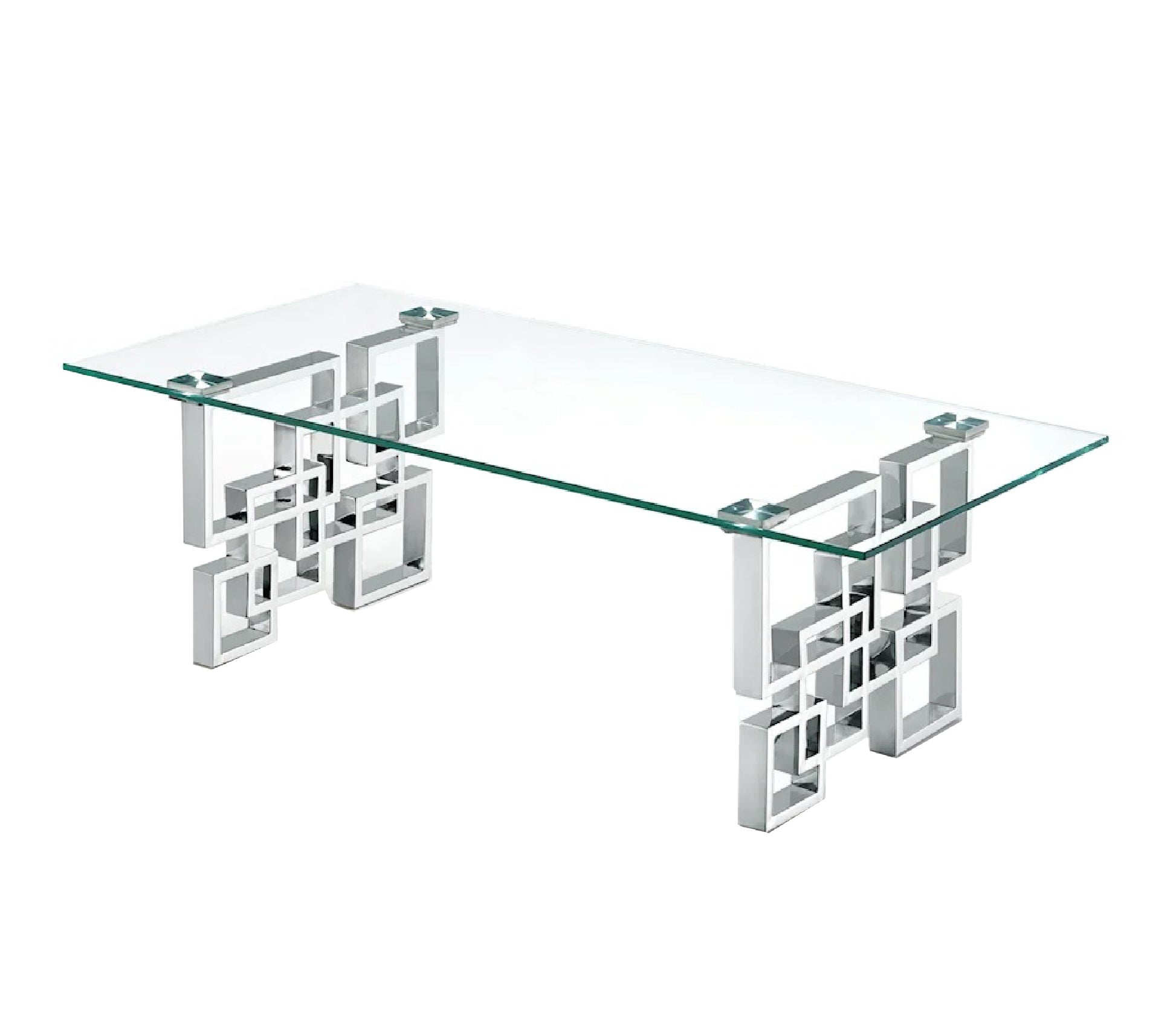 Image of royale silver coffee table - clear glass  ideal for luxury casual home interiors