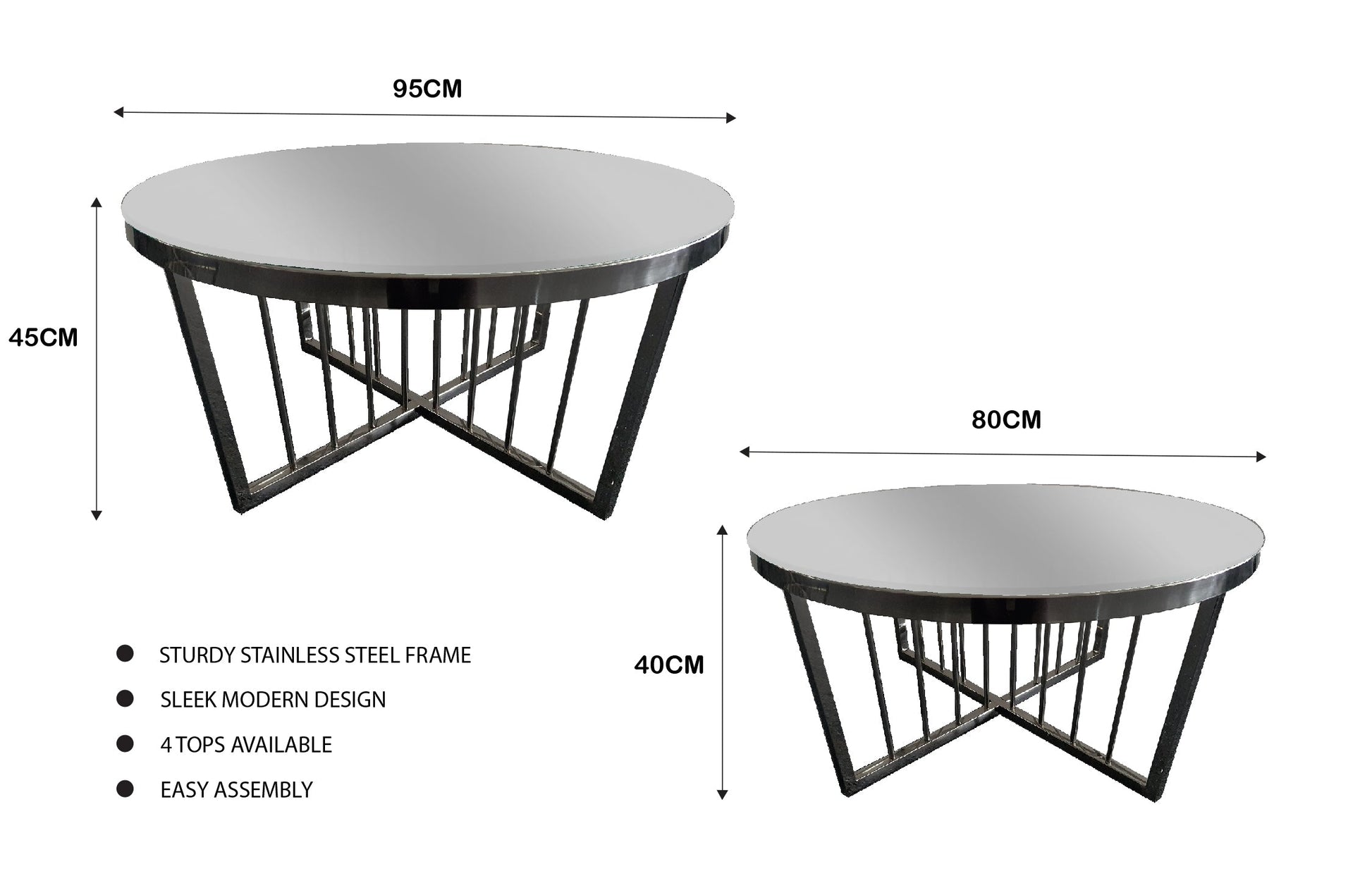 Image of salina coffee table 80cm black base - mirror glass  ideal for luxury casual home interiors
