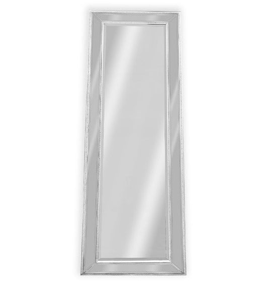 Image of medium white beaded framed mirror - 70cm x 170cm  ideal for luxury casual home interiors