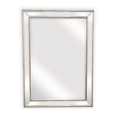Image of silver beaded framed mirror - rectangle 80cm x 110cm  versatile for both home and professional use