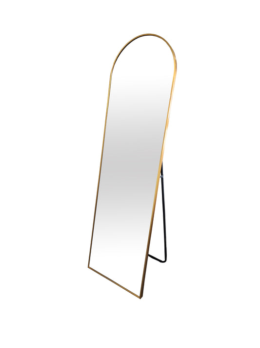 Image of metal arch gold free standing mirror - 50cm x 170cm  ideal for luxury casual home interiors