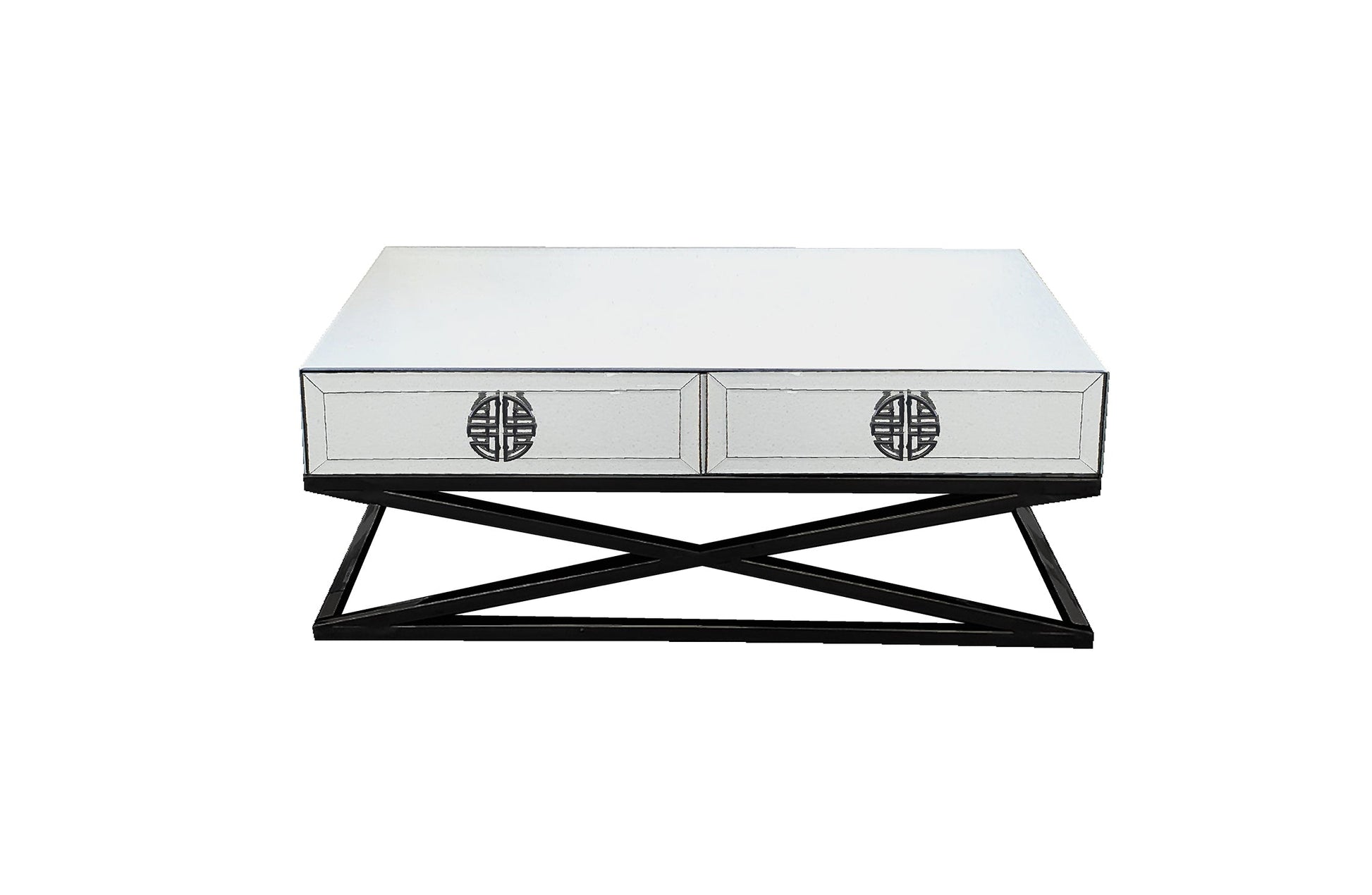 Image of athens mirrored coffee table- black legs  available at The Epic Shop