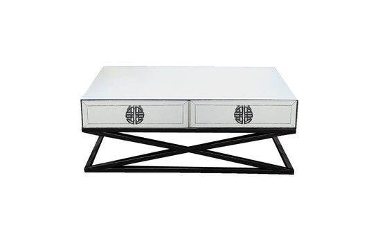 Image of athens mirrored coffee table- black legs  available at The Epic Shop