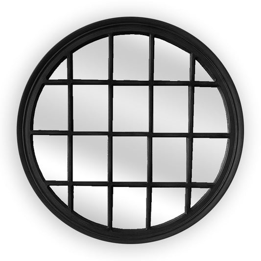 Image of window style mirror - black circle 100cm  ideal for luxury casual home interiors