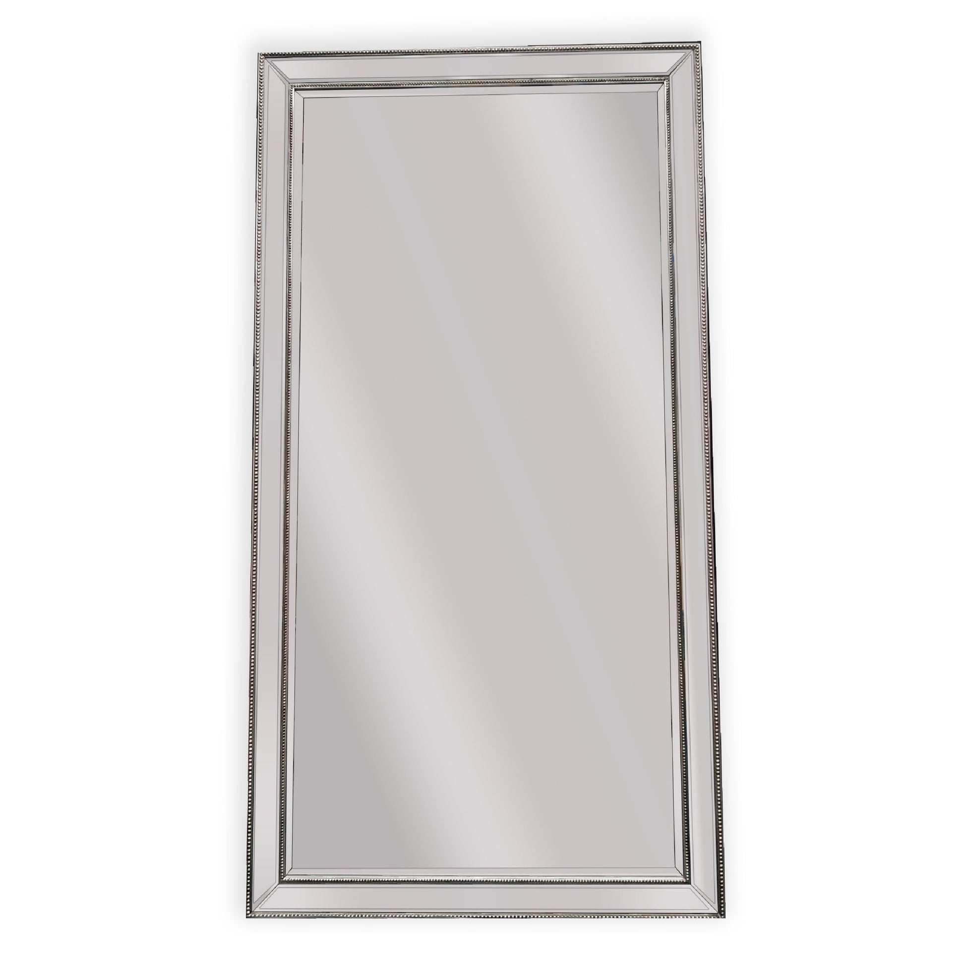 Image of silver beaded framed mirror - x large 190cm x 100cm  ideal for luxury casual home interiors