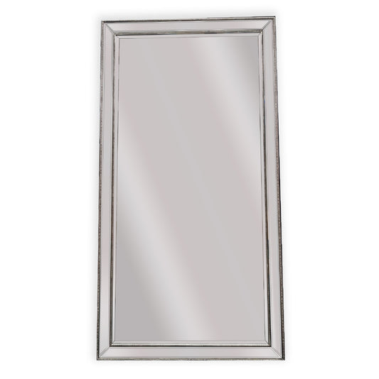 Image of silver beaded framed mirror - x large 190cm x 100cm  ideal for luxury casual home interiors