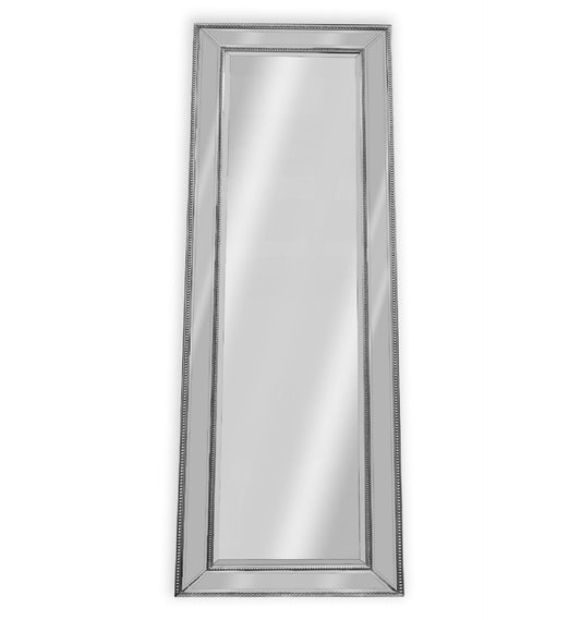 Image of medium silver beaded framed mirror - 70cm x 170cm  ideal for luxury casual home interiors