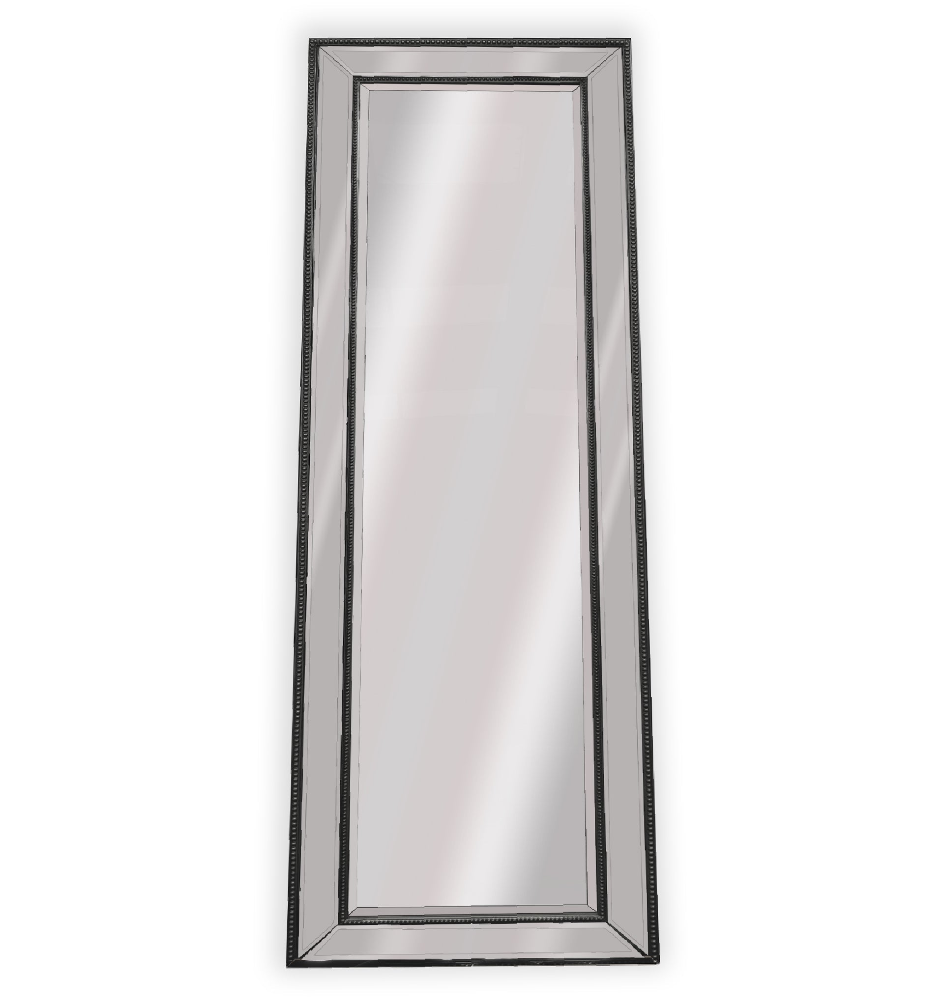 Image of medium black beaded framed mirror - 70cm x 170cm  ideal for luxury casual home interiors