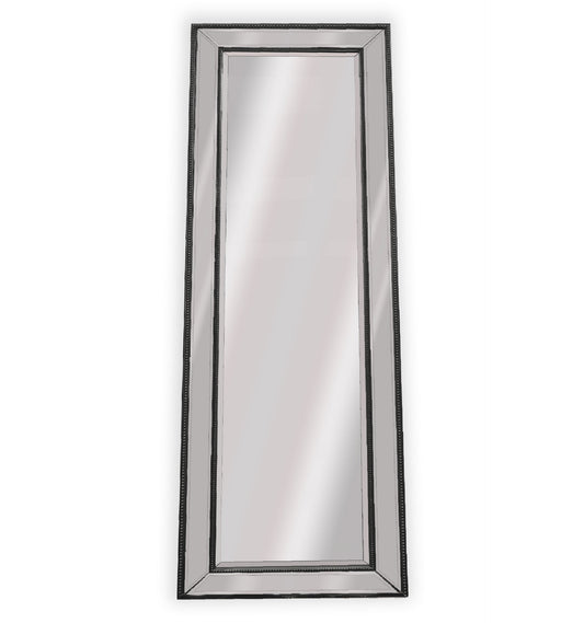 Image of medium black beaded framed mirror - 70cm x 170cm  ideal for luxury casual home interiors