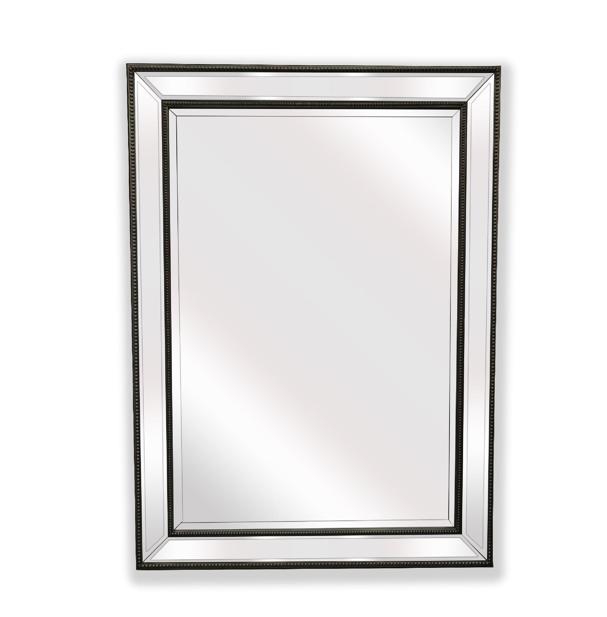 Image of black beaded framed mirror - rectangle 80cm x 110cm  ideal for luxury casual home interiors