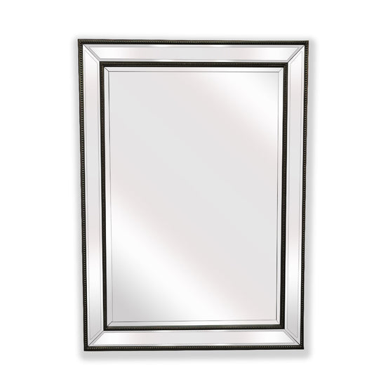 Image of black beaded framed mirror - rectangle 80cm x 110cm  ideal for luxury casual home interiors
