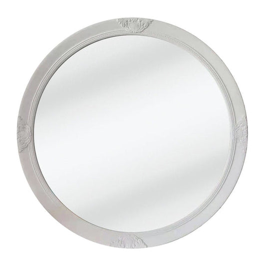 Image of french provincial ornate round mirror - white  ideal for luxury casual home interiors