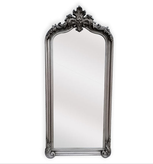 Image of lux arch french provincial ornate mirror - antique silver  ideal for luxury casual home interiors