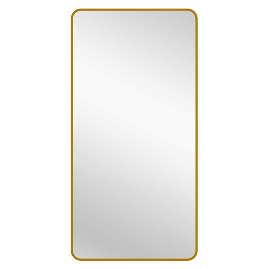 Image of gold metal rectangle mirror - x-large 100cm x 200cm  ideal for luxury casual home interiors