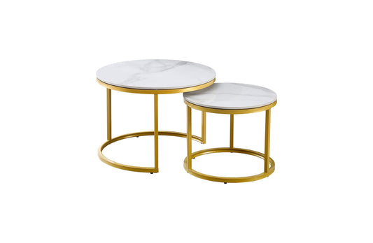 Image of nesting style coffee table - white on champagne gold - 60cm/45cm  available at The Epic Shop