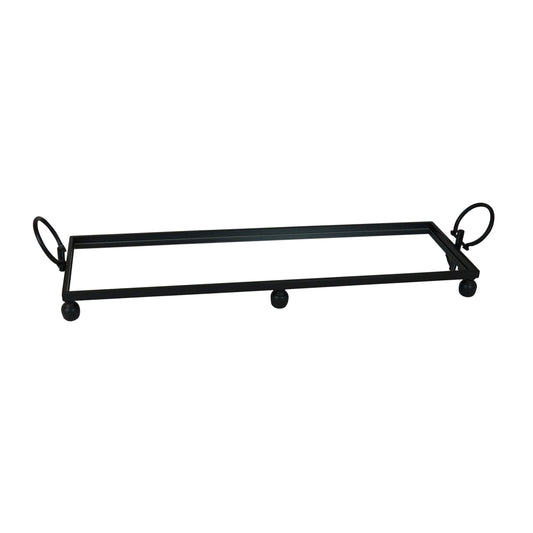 Image of eliza large rectangle iron mirror tray with handles - black  ideal for luxury casual home interiors
