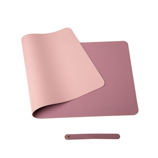Image of pink 90cm*45cm dual side office desk pad waterproof pu leather computer mouse pad  suitable for aged care, corporate offices, and commercial settings