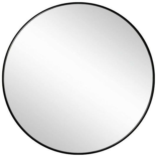 Image of slim design 50cm black bathroom, living room, hallway mirror round mirror wall decor metal frame  ideal for luxury casual home interiors