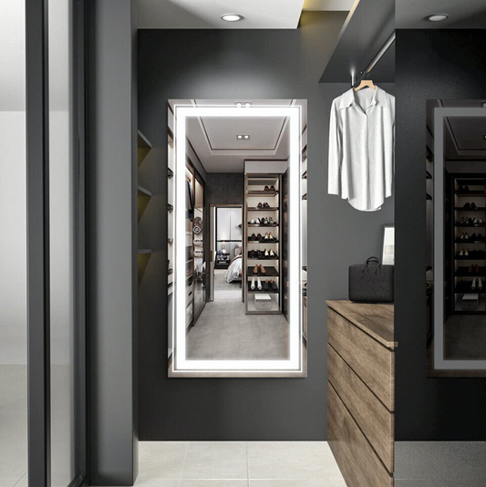 Image of interior ave - led rectangle frameless salon / bathroom wall mirror - 100 x 60cm  ideal for luxury casual home interiors