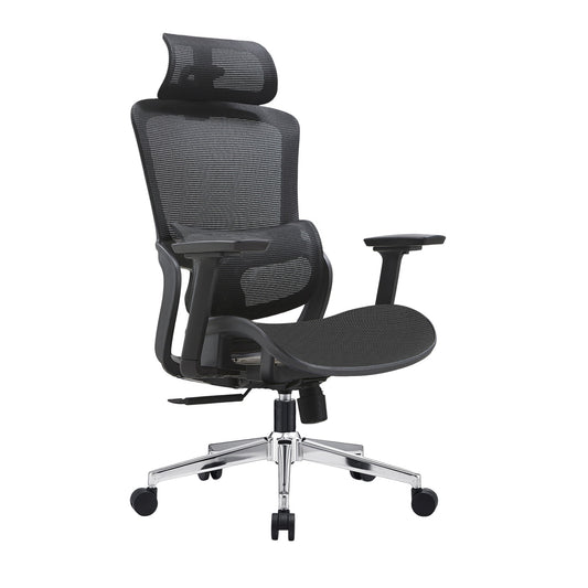 Image of elena high back full mesh ergonomic office chair in black  suitable for aged care, corporate offices, and commercial settings