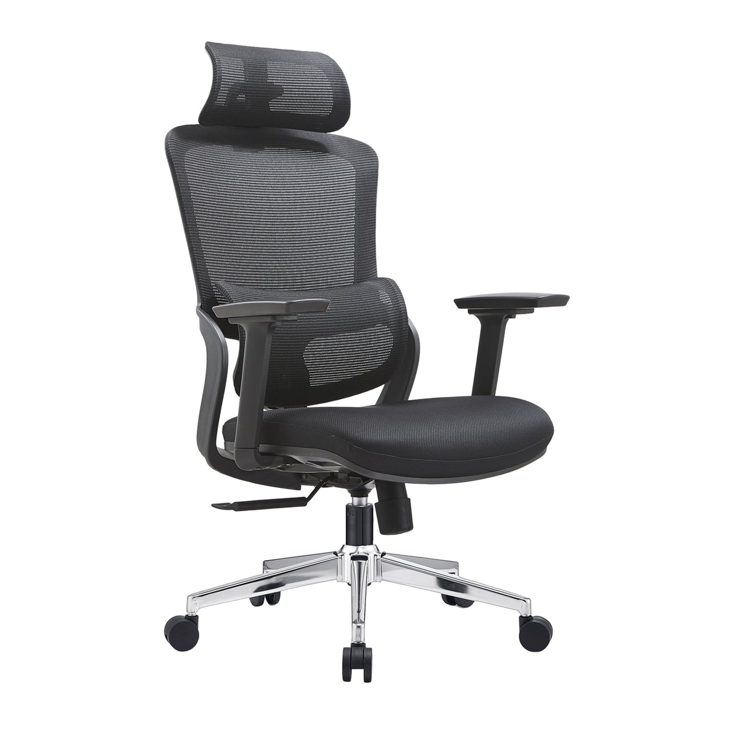 Image of elena high back fabric seat ergonomic office chair in black  suitable for aged care, corporate offices, and commercial settings